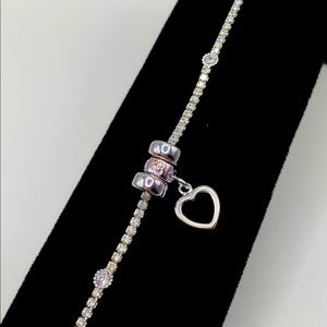 NEW Sterling Silver Bracelet with Dangling Heart